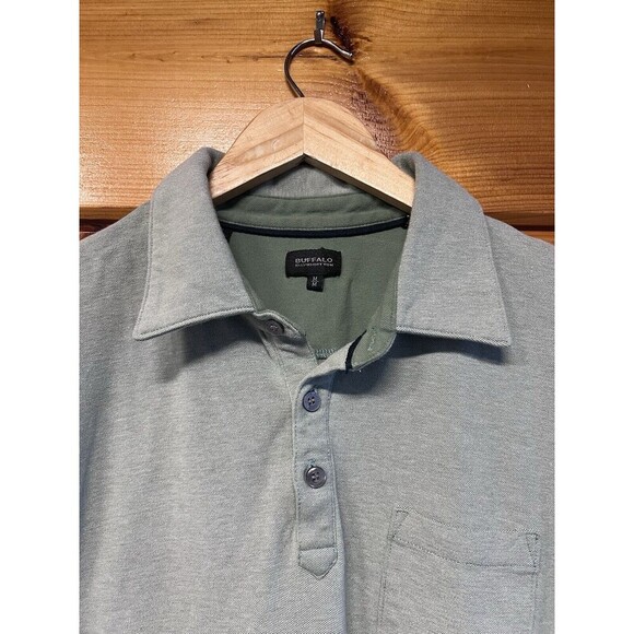 Buffalo David Bitton Polo Shirt Mens Size M Green Short Sleeve Adults - Picture 2 of 4